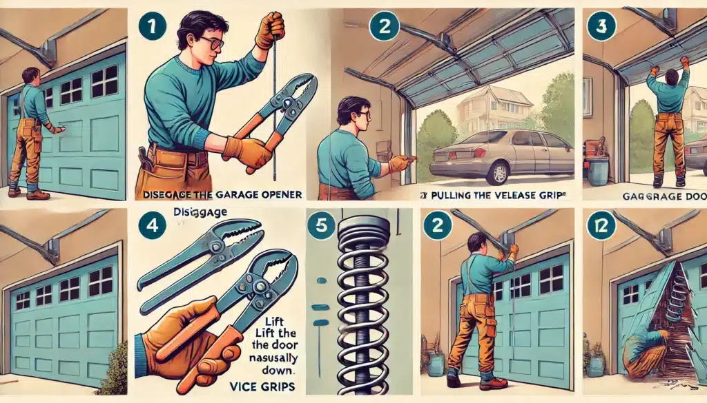 how to open a garage door with broken spring